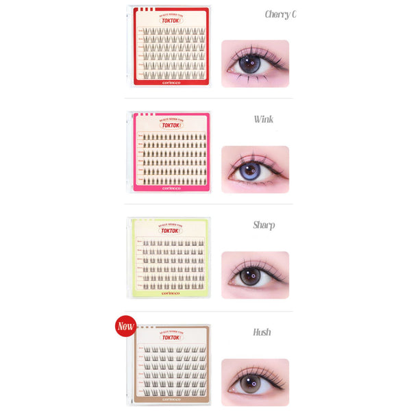 CORINGCO Toktok-Hara No Glue Eyelashes – 48pcs / 54pcs / 90pcs (4 Types) | Pre-Glued, Waterproof & Effortless Lashes