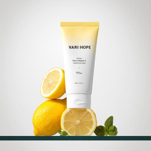 VARIHOPE 8 Days Pure Vitamin C Cleansing Foam 120ml | Brightening & Hydrating Cleanser