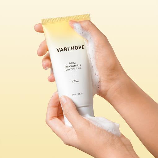 VARIHOPE 8 Days Pure Vitamin C Cleansing Foam 120ml | Brightening & Hydrating Cleanser