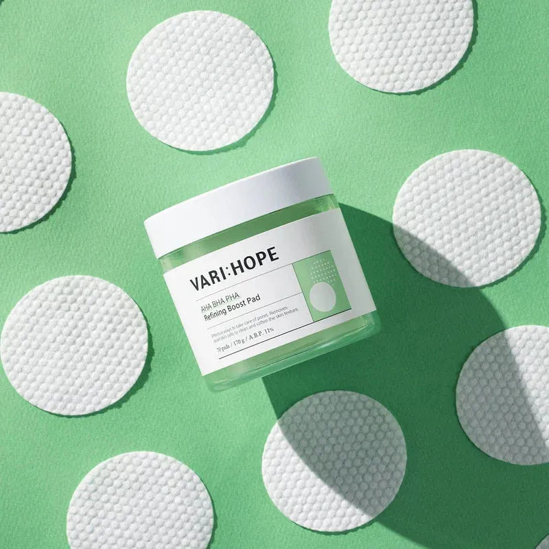 VARIHOPE AHA BHA PHA Refining Boost Pad (70 Pads/170g) | Daily Exfoliating & Pore-Refining Treatment