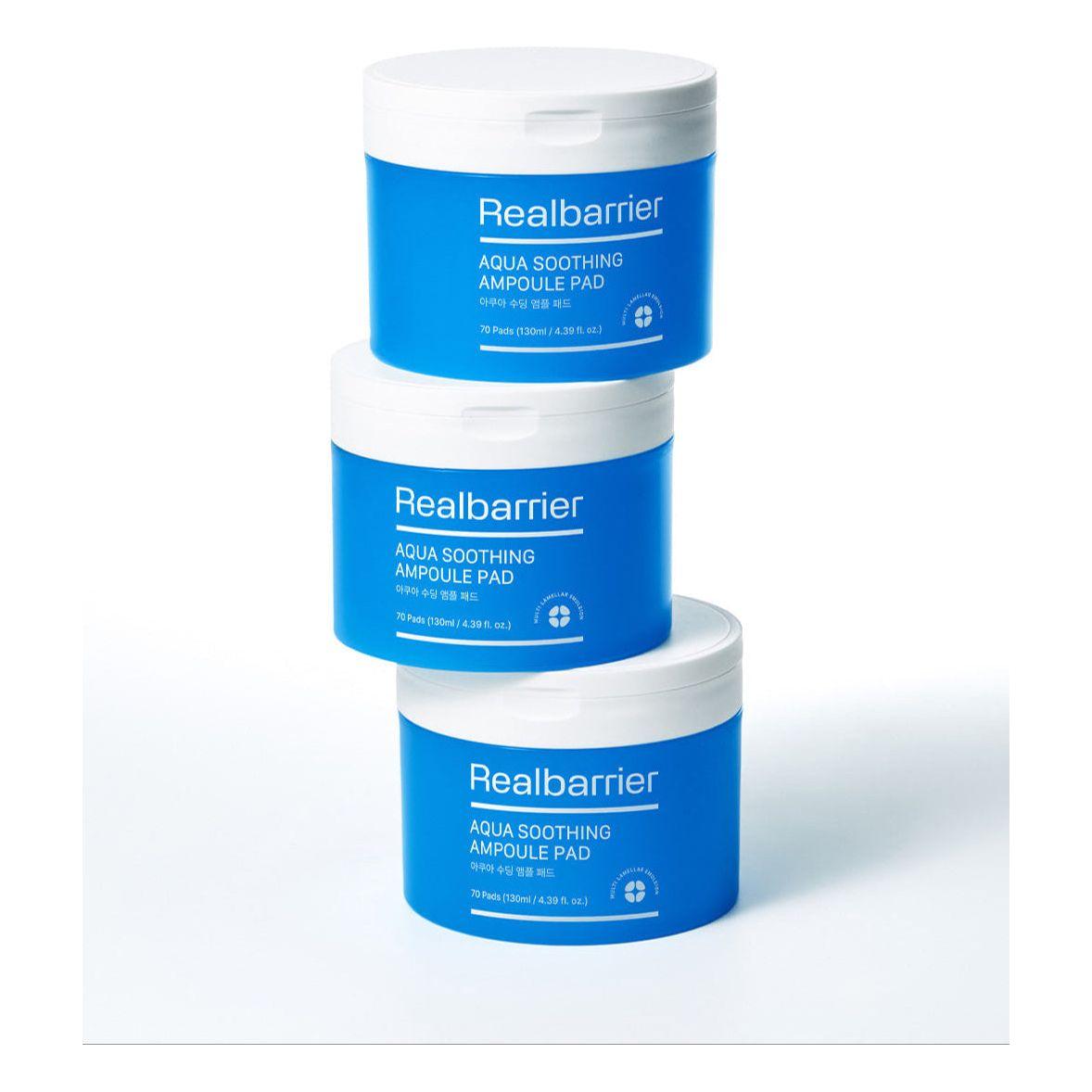 Real Barrier Aqua Soothing Ampoule Pad – 130ml (70 Pads) | Cooling, Hydrating & Skin-Soothing Care