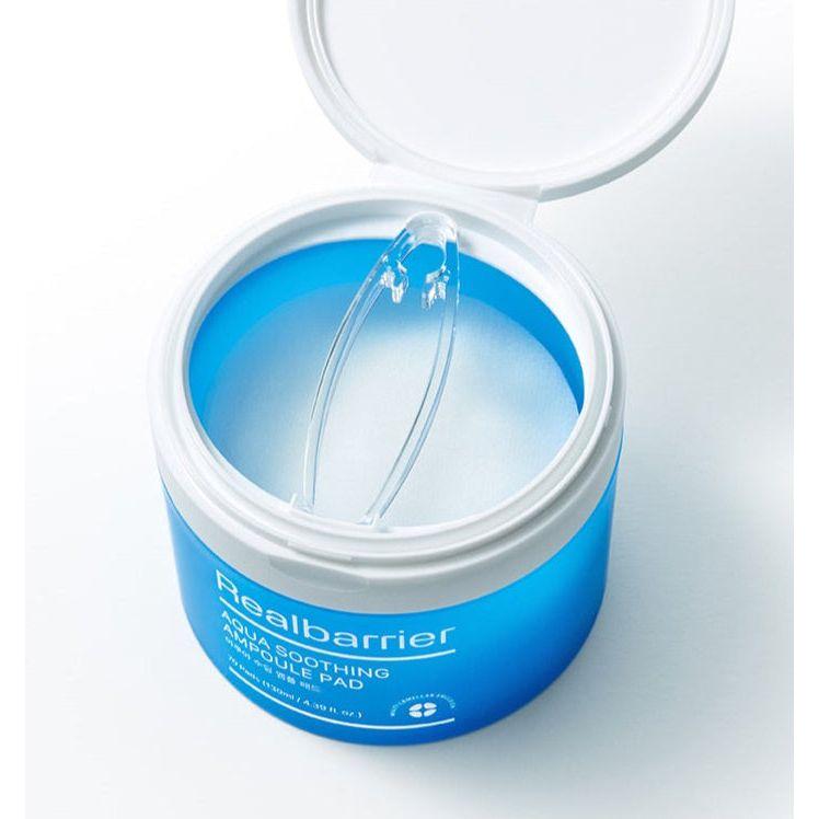 Real Barrier Aqua Soothing Ampoule Pad – 130ml (70 Pads) | Cooling, Hydrating & Skin-Soothing Care