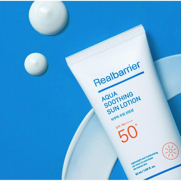 Real Barrier Aqua Soothing Sun Lotion SPF 50+ PA++++ – 50ml | Cooling, Hydrating & Lightweight UV Protection