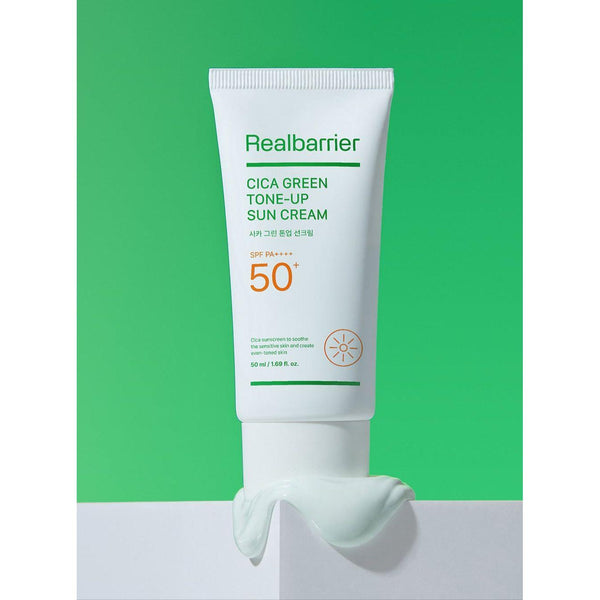 Real Barrier Cica Green Tone-Up Sun Cream SPF 50+ PA++++ – 40ml | Redness-Calming Mineral Sunscreen with Tone-Up Effect