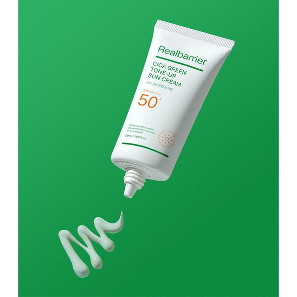 Real Barrier Cica Green Tone-Up Sun Cream SPF 50+ PA++++ – 40ml | Redness-Calming Mineral Sunscreen with Tone-Up Effect