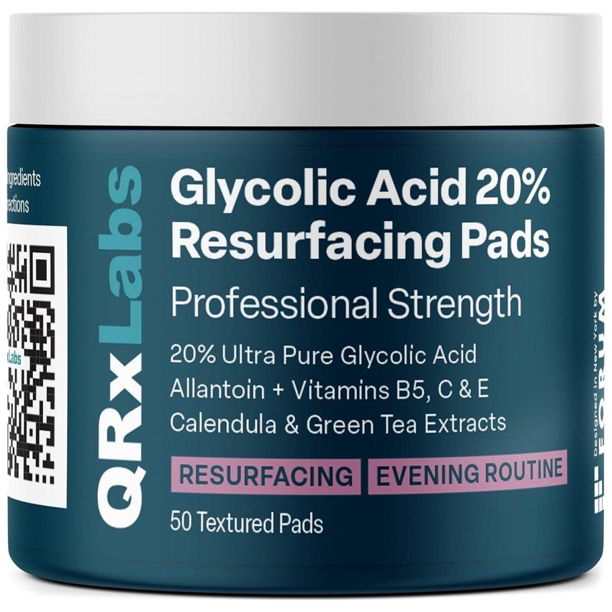 QRxLabs Glycolic Acid 20% Resurfacing Pads - 50 Texture Pads - Glam Global UK