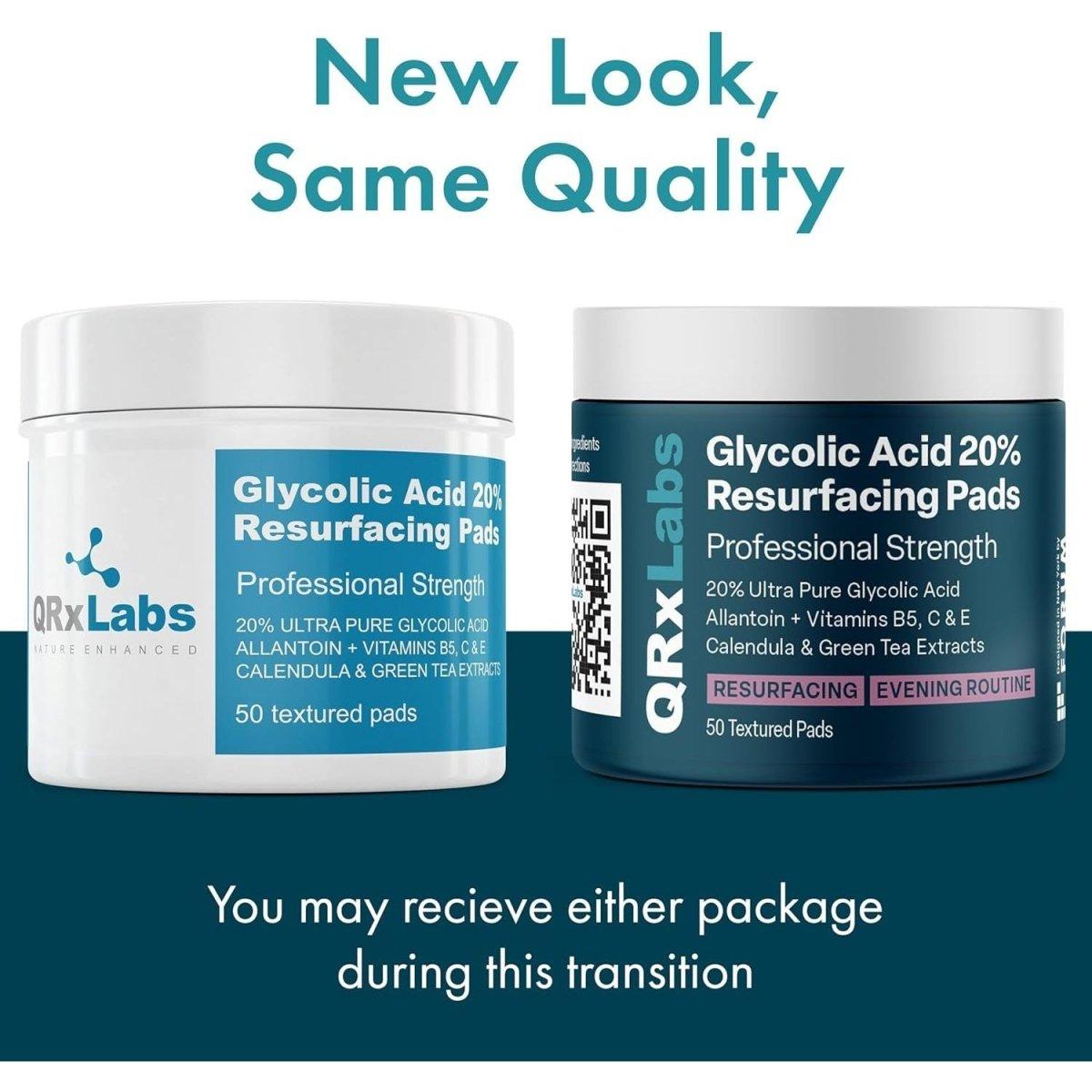 QRxLabs Glycolic Acid 20% Resurfacing Pads - 50 Texture Pads - Glam Global UKQRxLabs