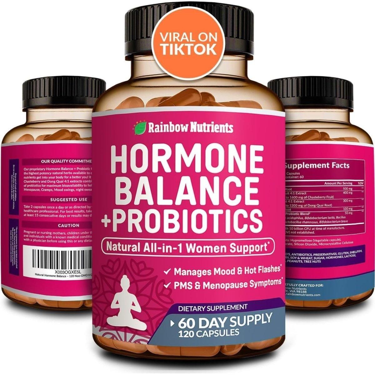 Rainbow Nutrients Hormone Balance + Probiotics for Women (3450Mg) - 120 V Capsules - Glam Global UK