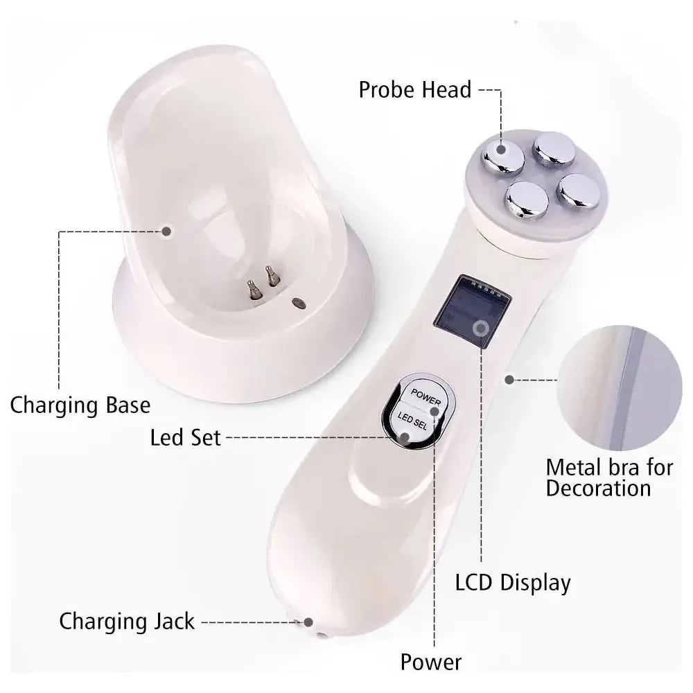 RF EMS LED Photon Facial Rejuvenation Device – Acne & Wrinkle Treatment - Glam Global UK