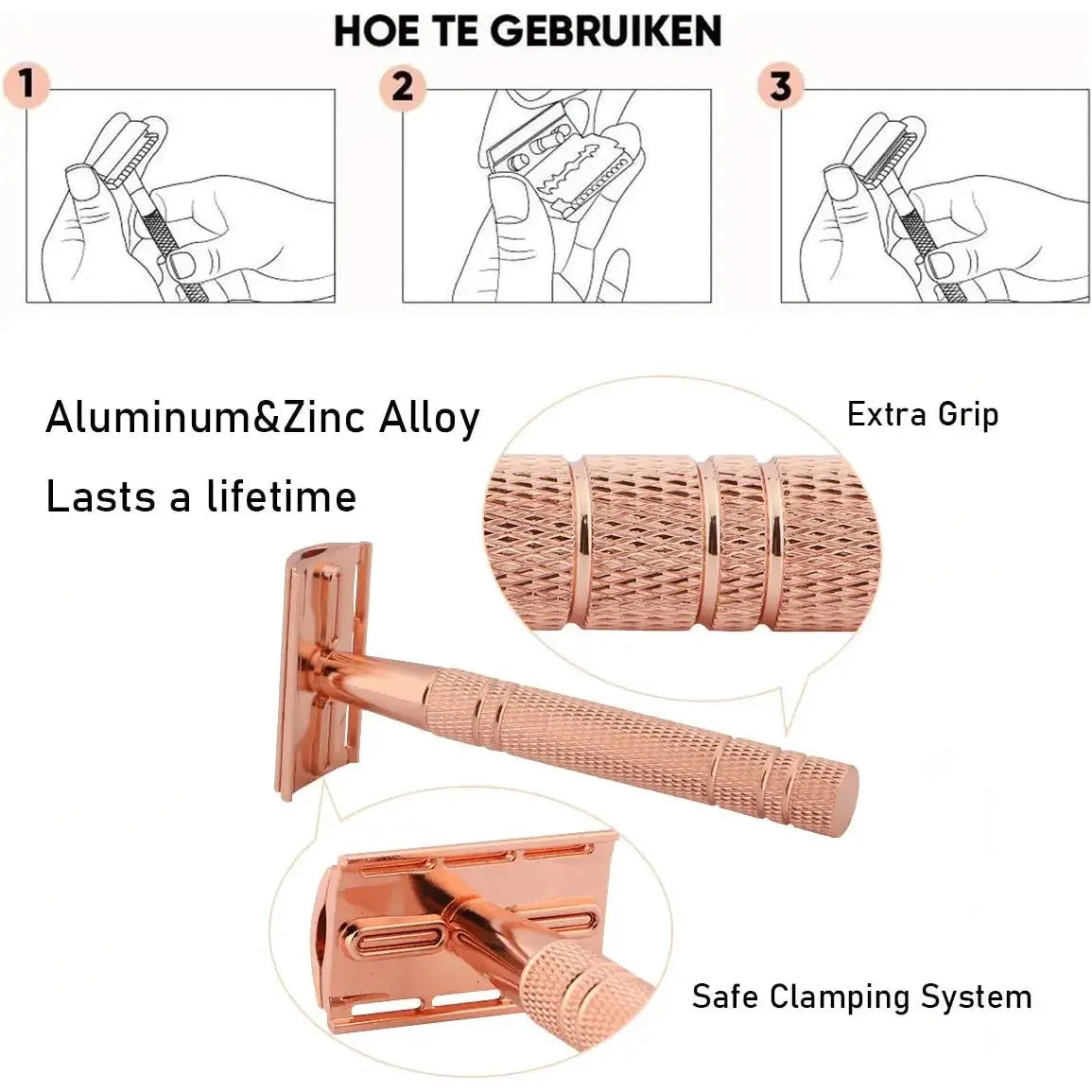 Rose Gold Double Edge Safety Razor - Glam Global UK