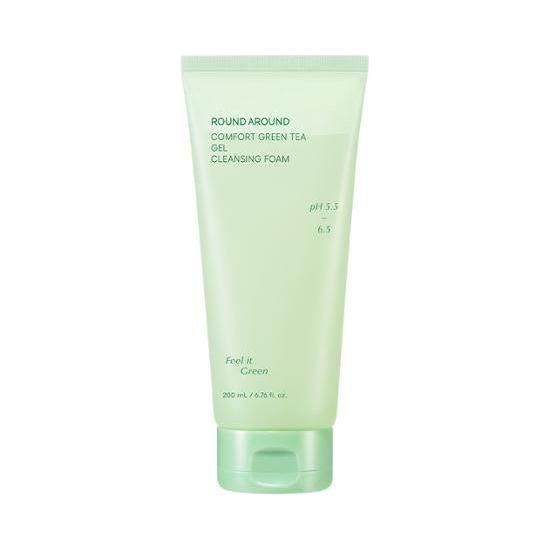 ROUND AROUND Comfort Green Tea Gel Cleansing Foam 200ml - Glam Global UK