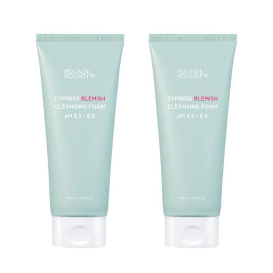 ROUND AROUND Cypress Blemish Cleansing Foam 200ml+200ml (Double SET) - Glam Global UK