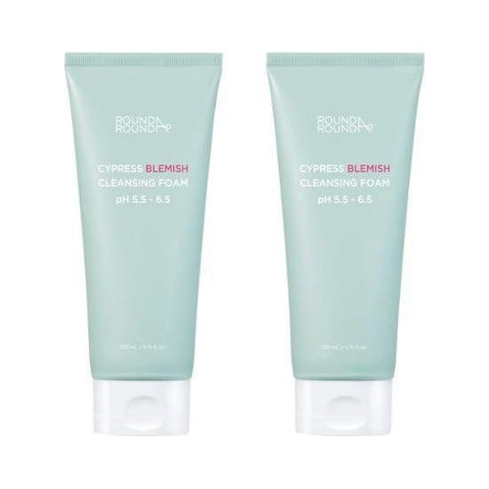 ROUND AROUND Cypress Blemish Cleansing Foam 200ml+200ml (Double SET) - Glam Global UK