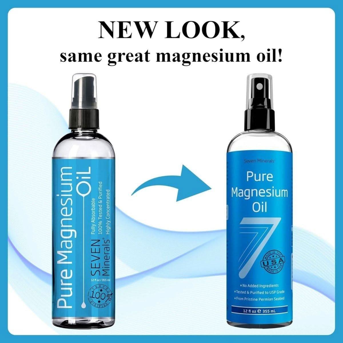 Seven Minerals Pure Magnesium Oil - 355ml | 9-Month Supply for Muscle ...