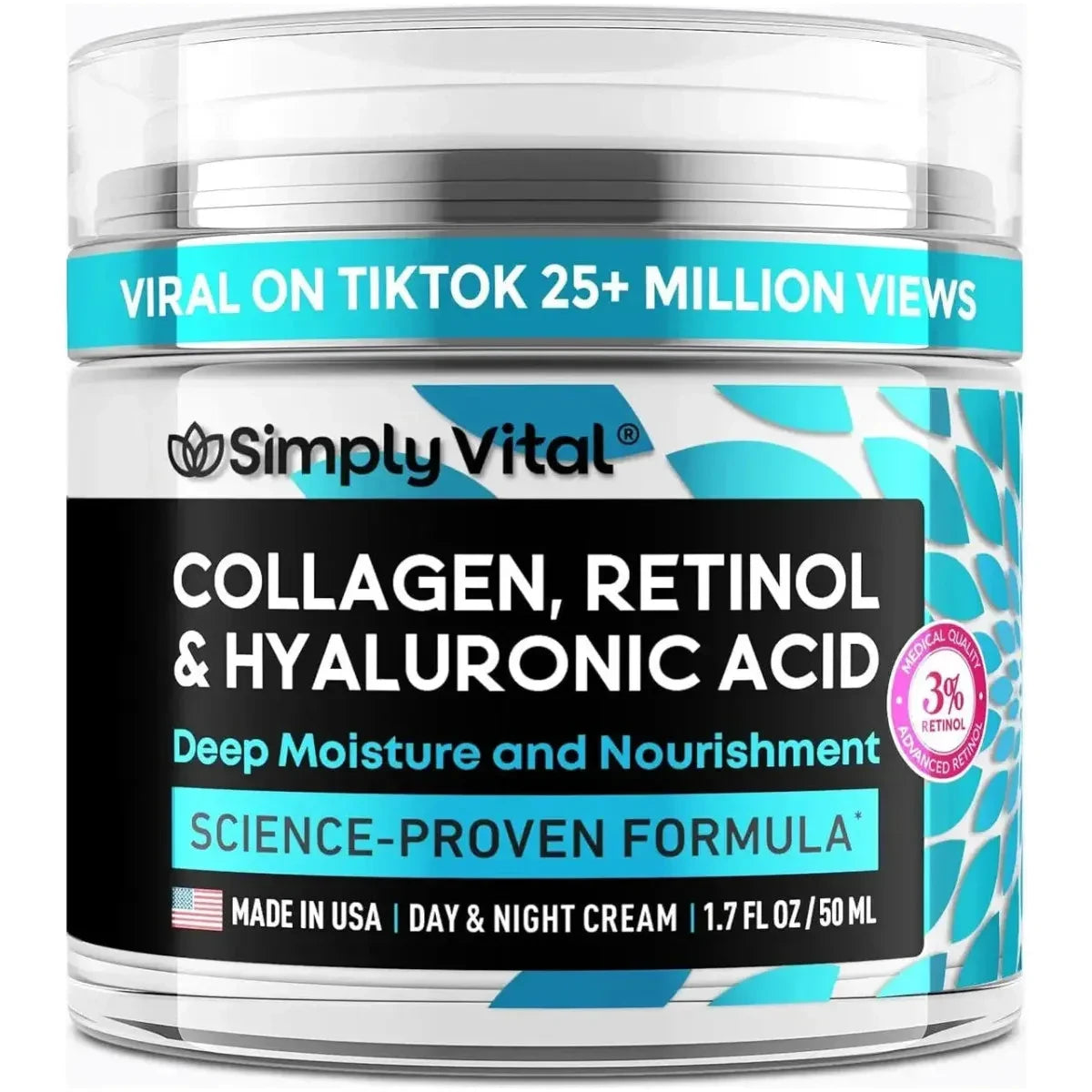 Simply Vital Collagen, Retinol & Hyaluronic Acid – 50ml (Viral on Tik Tok) - Glam Global UK