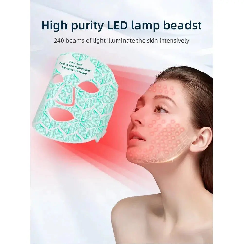 Skin Rejuvenation LED Facial Mask – USB - Charged 7 - Color Photon Therapy for Radiant, Youthful Skin - Glam Global UK