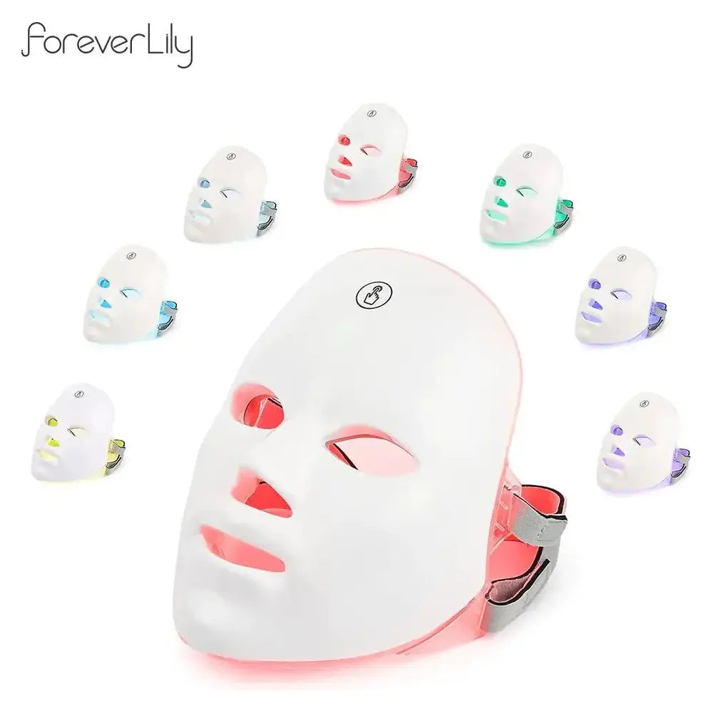 Skin Rejuvenation LED Facial Mask – USB - Charged 7 - Color Photon Therapy for Radiant, Youthful Skin - Glam Global UK