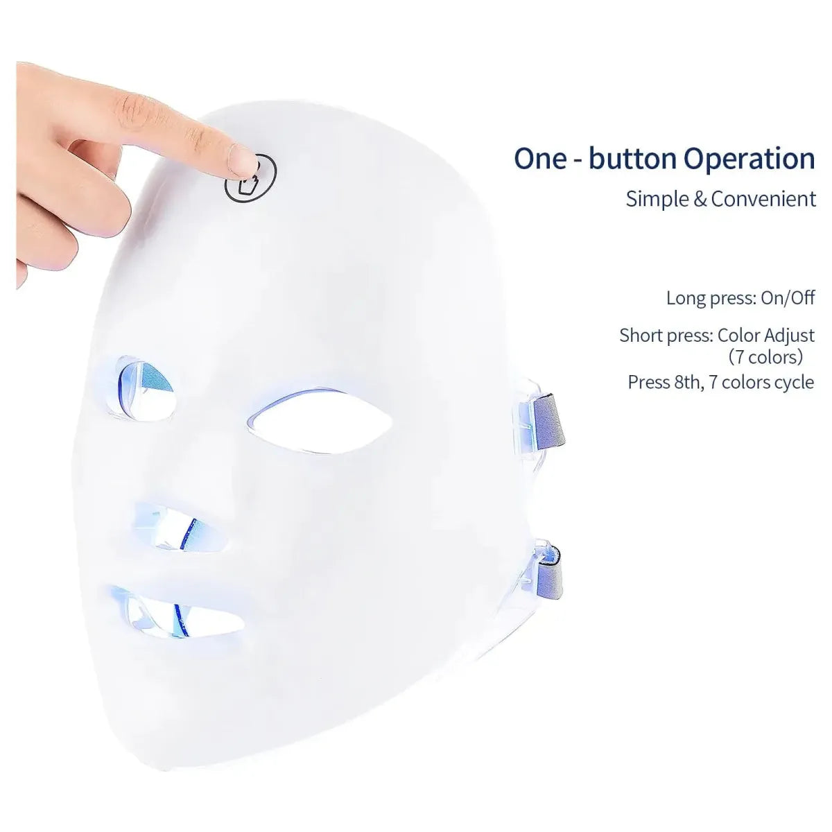 Skin Rejuvenation LED Facial Mask – USB - Charged 7 - Color Photon Therapy for Radiant, Youthful Skin - Glam Global UK