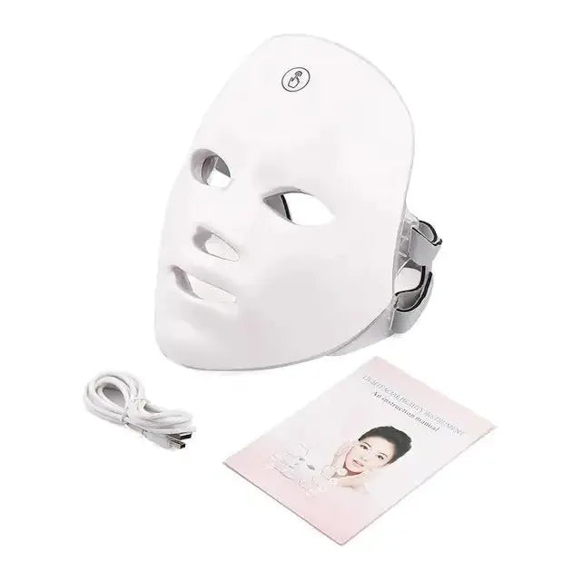 Skin Rejuvenation LED Facial Mask – USB - Charged 7 - Color Photon Therapy for Radiant, Youthful Skin - Glam Global UK