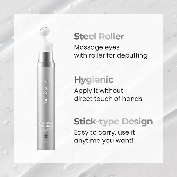 SKIN&LAB Bakuchiol Eye Serum with Caffeine Roll - On 15ml | Vegan Anti - Aging Wrinkle Care - Glam Global UKSKIN&LAB