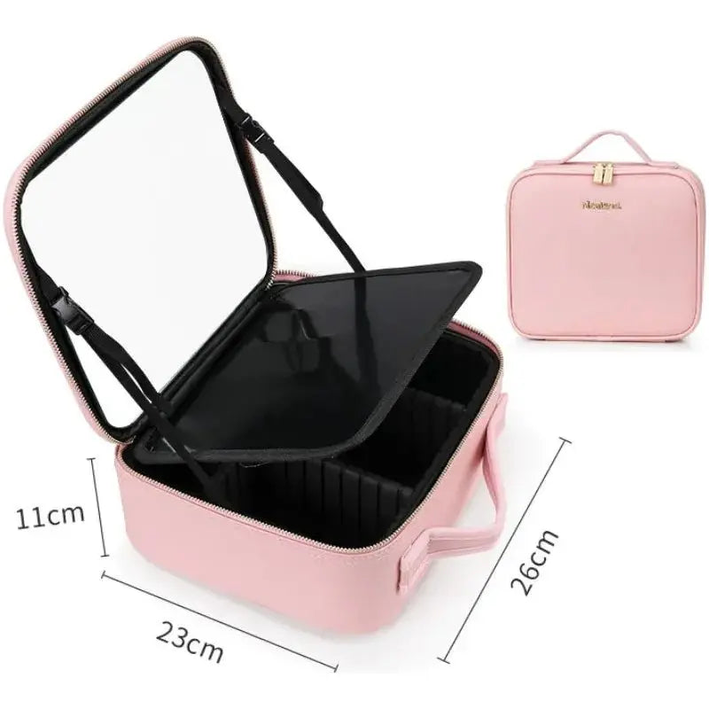 Smart LED Cosmetic Case with 4K Mirror and Adjustable Fill Light - Glam Global UK