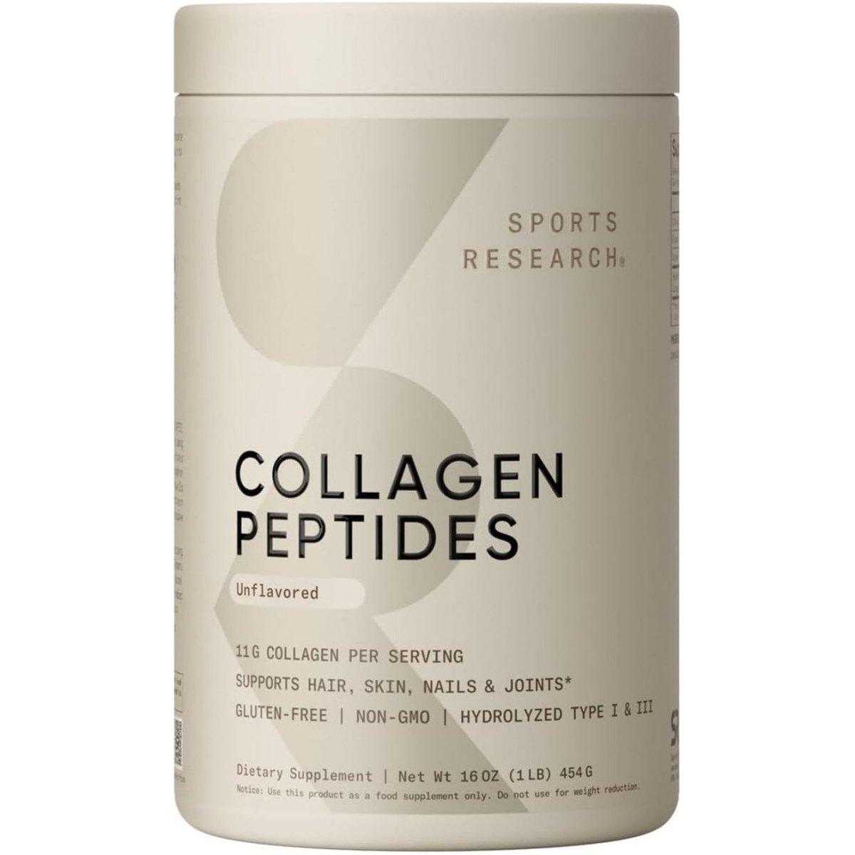 Sports Research Collagen Peptides Powder (Unflavored) 16 oz - 454 g - Glam Global UK