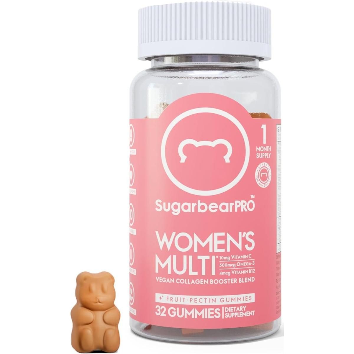 SugarbearPRO Women'S Multivitamin Gummies with Vegan Collagen Booster Blend - 32 Gummies (One Month Supply) - Glam Global UK