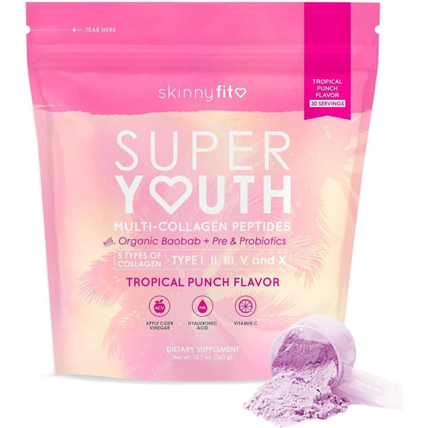 Super Youth Tropical Punch Multi - Collagen Peptides - 30 Servings | Hair, Skin, Nail & Joint Support - Glam Global UKskinnyfit