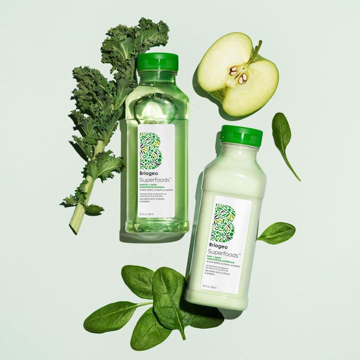 Superfoods Kale, Apple, Matcha and Apple Replenishing Shampoo and Conditioner Duo - Glam Global UK