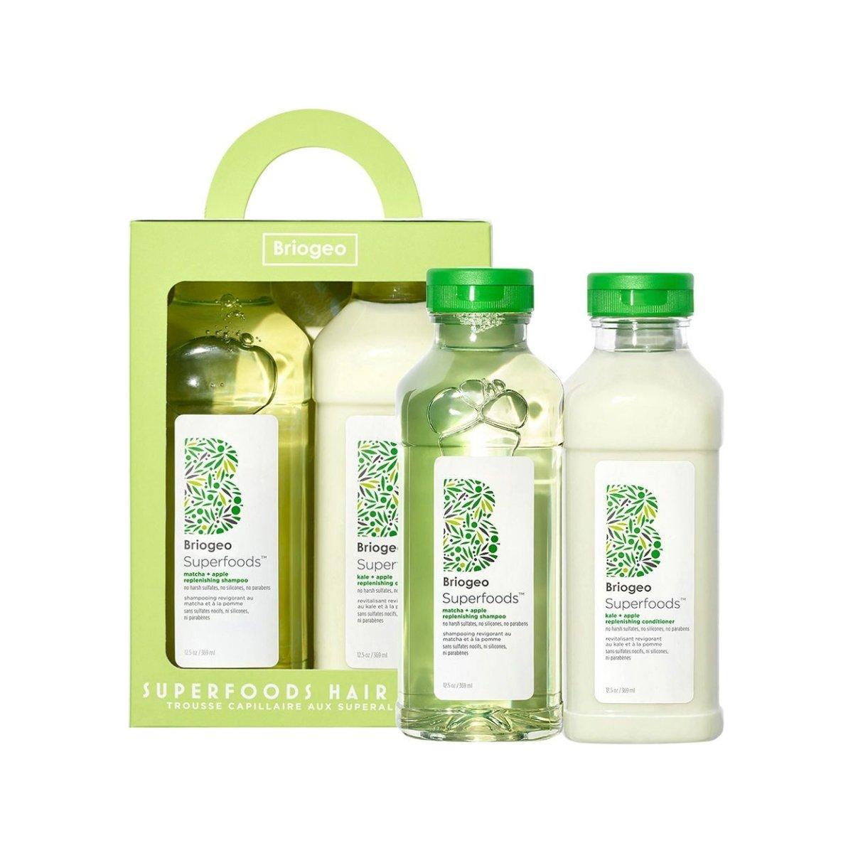 Superfoods Kale, Apple, Matcha and Apple Replenishing Shampoo and Conditioner Duo - Glam Global UK