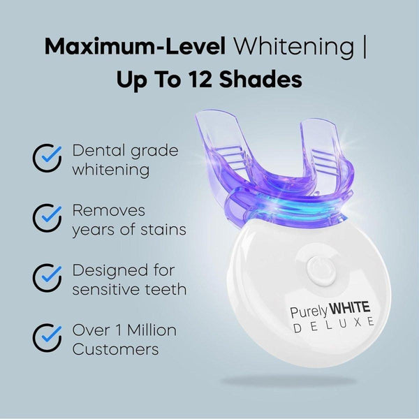 Purely White Teeth Whitening Kit, Complete LED Teeth Whitening, 15+ Treatments - Glam Global UKPurely White
