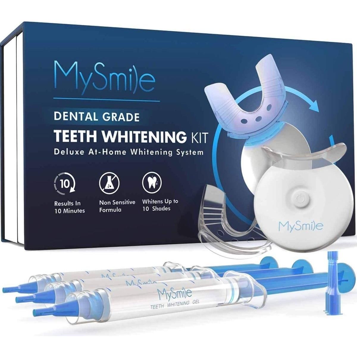 Teeth Whitening Kit with LED Light, 10 Min Non - Sensitive Fast Teeth Whitener with 3 Carbamide Peroxide Teeth Whitening Gel, Helps to Remove Stains from Coffee, Smoking, Wines, Soda, Food - Glam Global UK