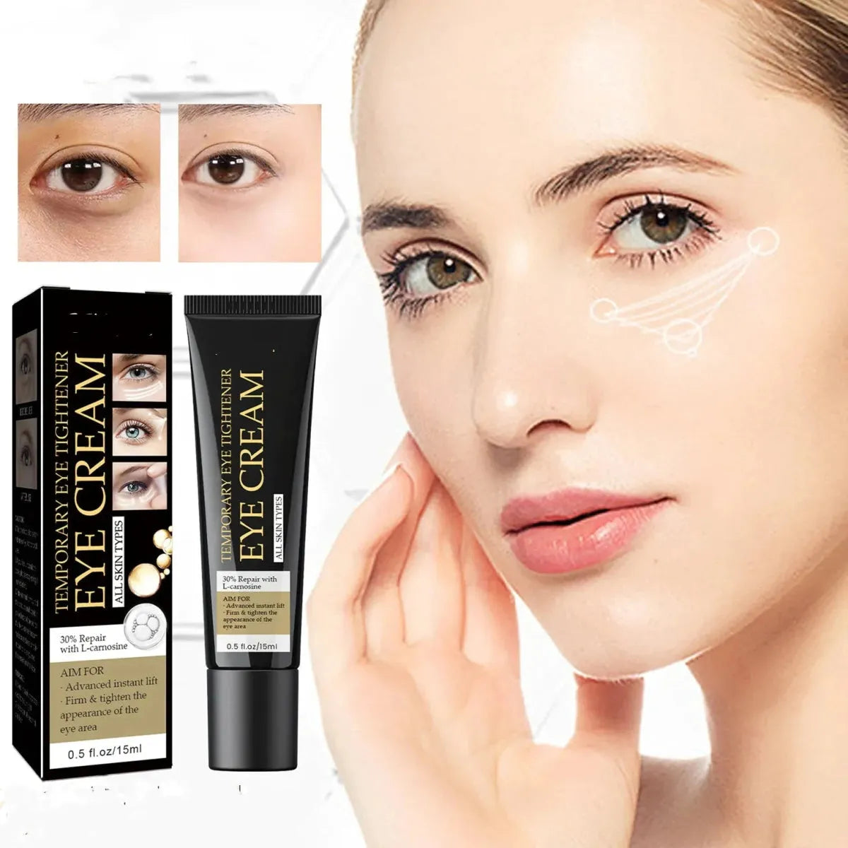 Temporary Eye Tightening Eye Cream - 15ml - Glam Global UK