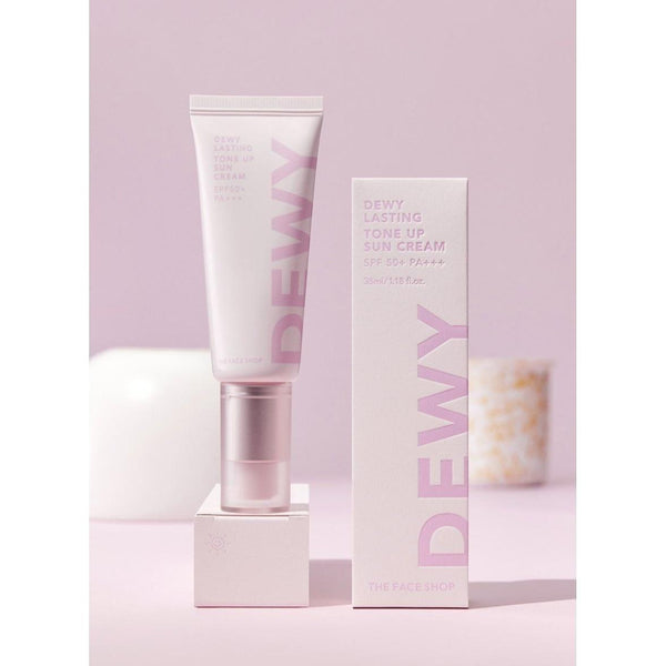 THE FACE SHOP Dewy Lasting Tone UP Sun Cream SPF50+ PA+++ 35ml - Glam Global UKTHE FACE SHOP