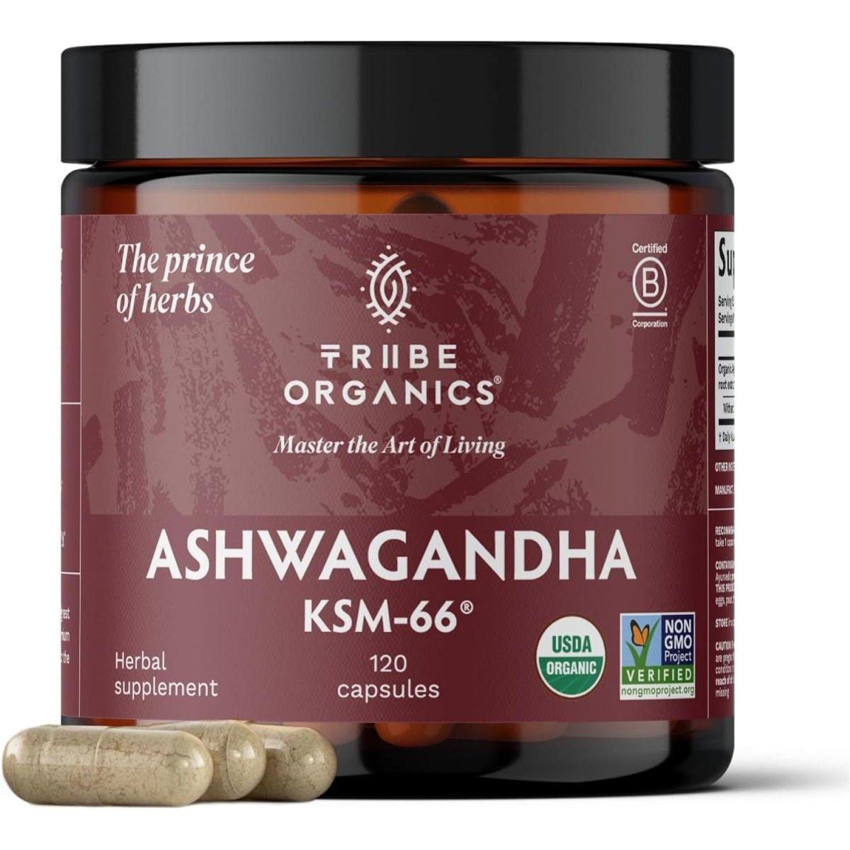 TRIBE ORGANICS Ashwagandha KSM 66 - 120 Capsules - Glam Global UK