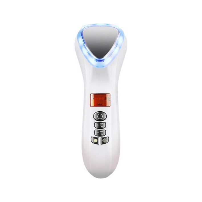 Ultrasonic Cryotherapy LED Hot Cold Hammer Facial Lifting Vibration Massager - Glam Global UK