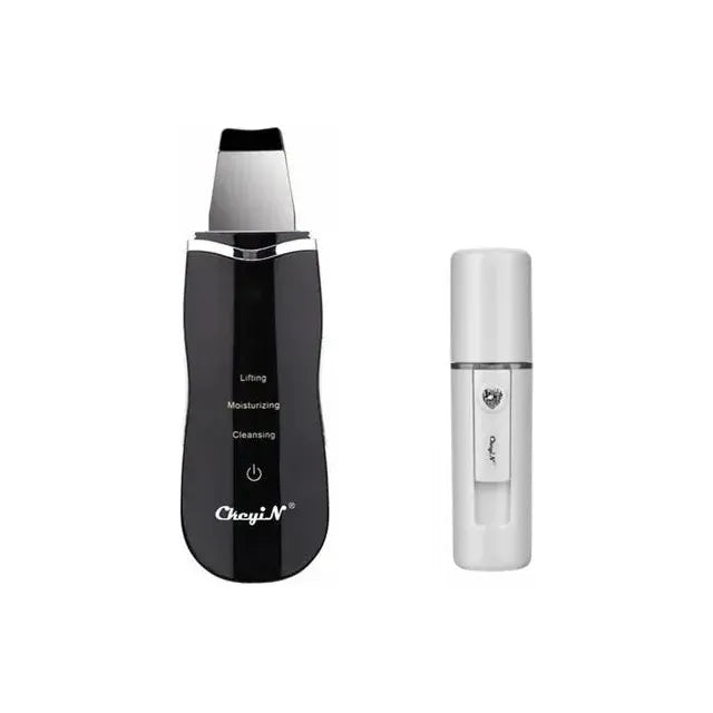 Ultrasonic Skin Scrubber + Skin Rejuvenation Nano Face Mist Steamer - Glam Global UK