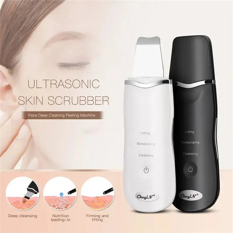 Ultrasonic Skin Scrubber + Skin Rejuvenation Nano Face Mist Steamer - Glam Global UK