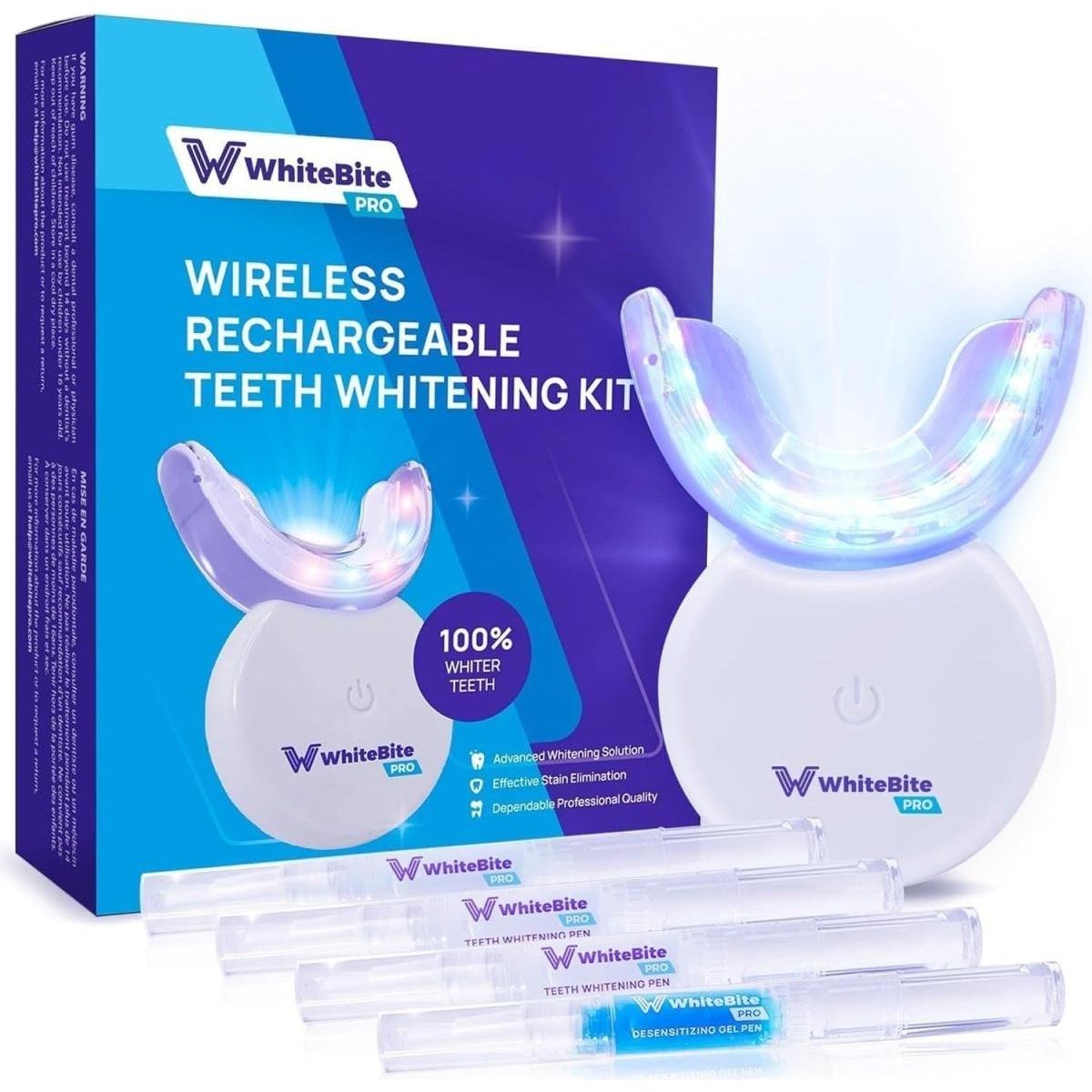 Upgraded Teeth Whitening Kit with Pens for Sensitive Teeth: Teeth Whitening LED Light, Mouth Tray, Carbamide Peroxide Whitening Gel - Fast Teeth Whitener and Tooth Stain Remover - Glam Global UK