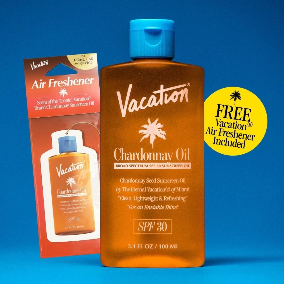 Vacation Chardonnay Sun Oil SPF 30 + Air Freshener Bundle - 150ml - Glam Global UK