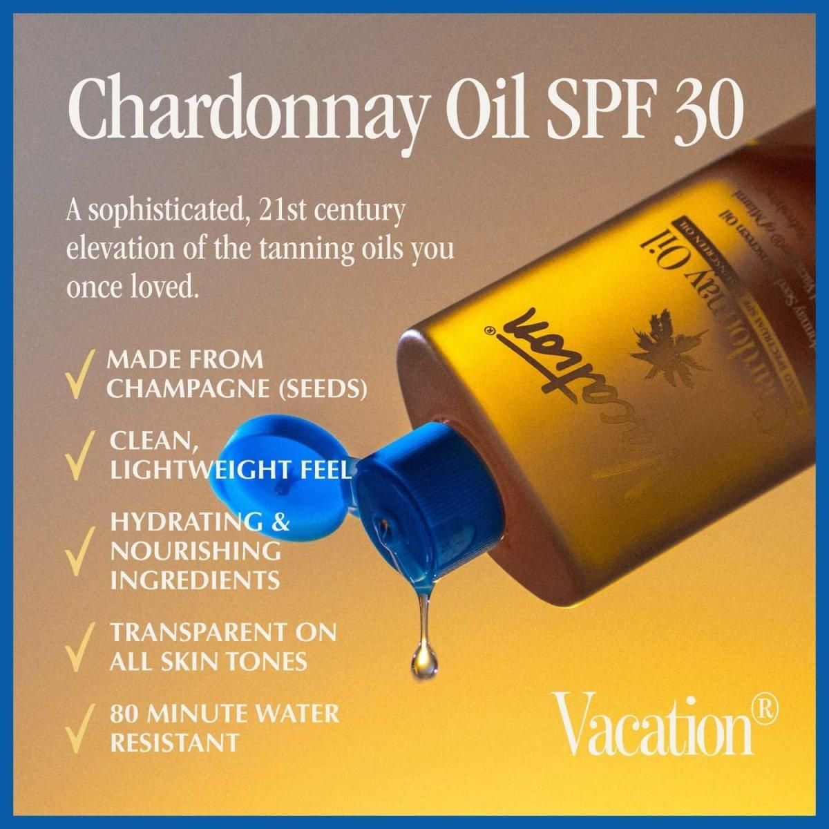 Vacation Chardonnay Sun Oil SPF 30 + Air Freshener Bundle - 150ml - Glam Global UK