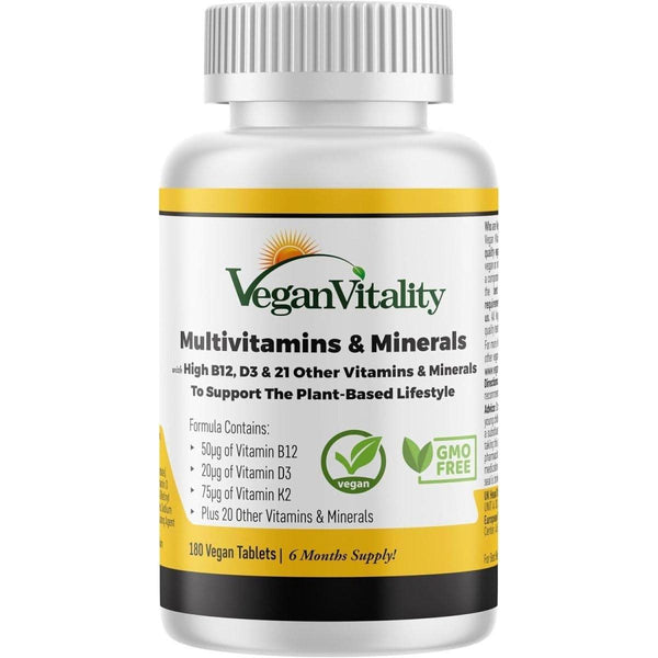 Vegan Vitality Multivitamins & Minerals - 180 Tablets | 6 - Month Supply for Vegans & Vegetarian - Glam Global UKVegan Vitality