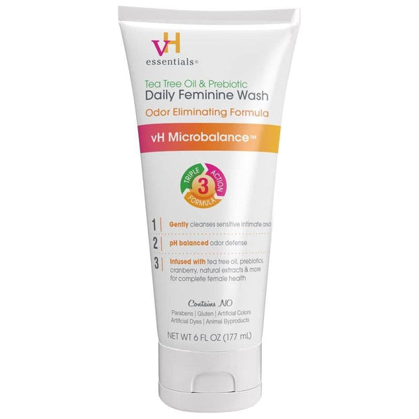 vH Essentials pH Balanced Daily Feminine Wash - 180ml | Tea Tree & Prebiotic Cleanser - Glam Global UKvH essentials