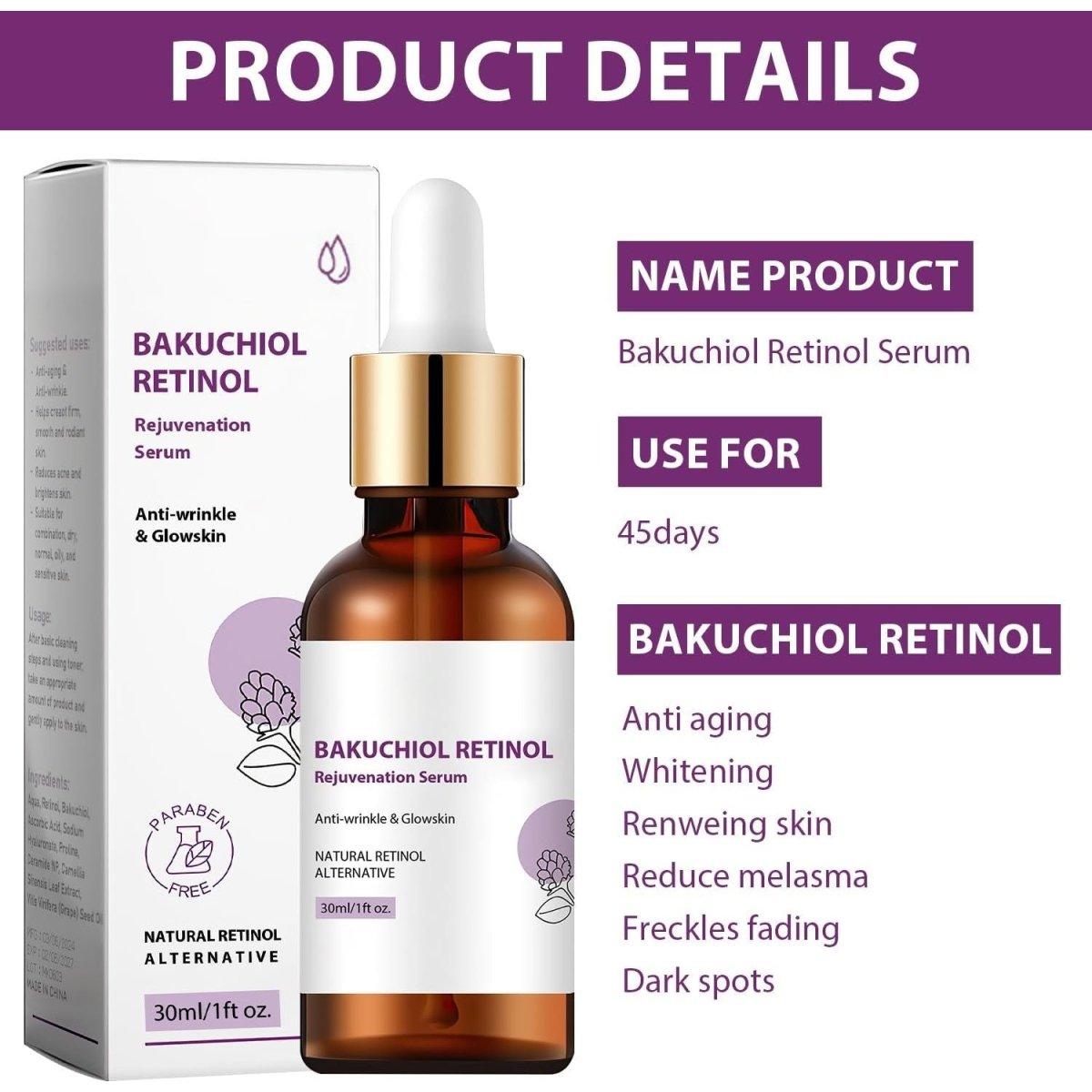 Wanban Bakuchiol Retinol Rejuvenation Serum - 2 Piece Set (30ml each) - Glam Global UKWanban