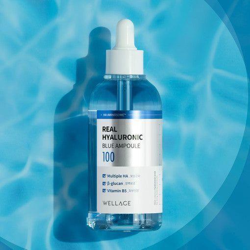 WELLAGE Real Hyaluronic Blue Ampoule 100 - 100ml | Deep Hydration & Skin Barrier Care - Glam Global UKWELLAGE