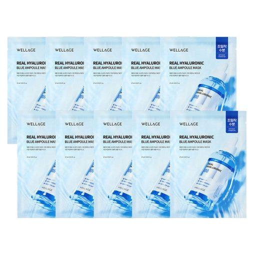 WELLAGE Real Hyaluronic Blue Ampoule Mask Sheet 27ml X 10P - Glam Global UK