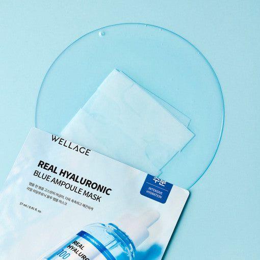 WELLAGE Real Hyaluronic Blue Ampoule Mask Sheet 27ml X 10P - Glam Global UK