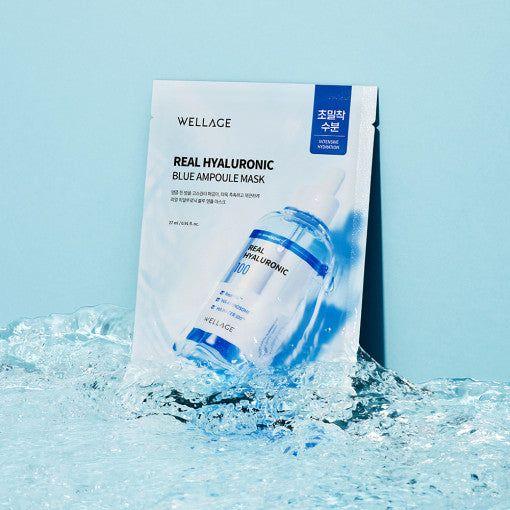 WELLAGE Real Hyaluronic Blue Ampoule Mask Sheet 27ml X 10P - Glam Global UK