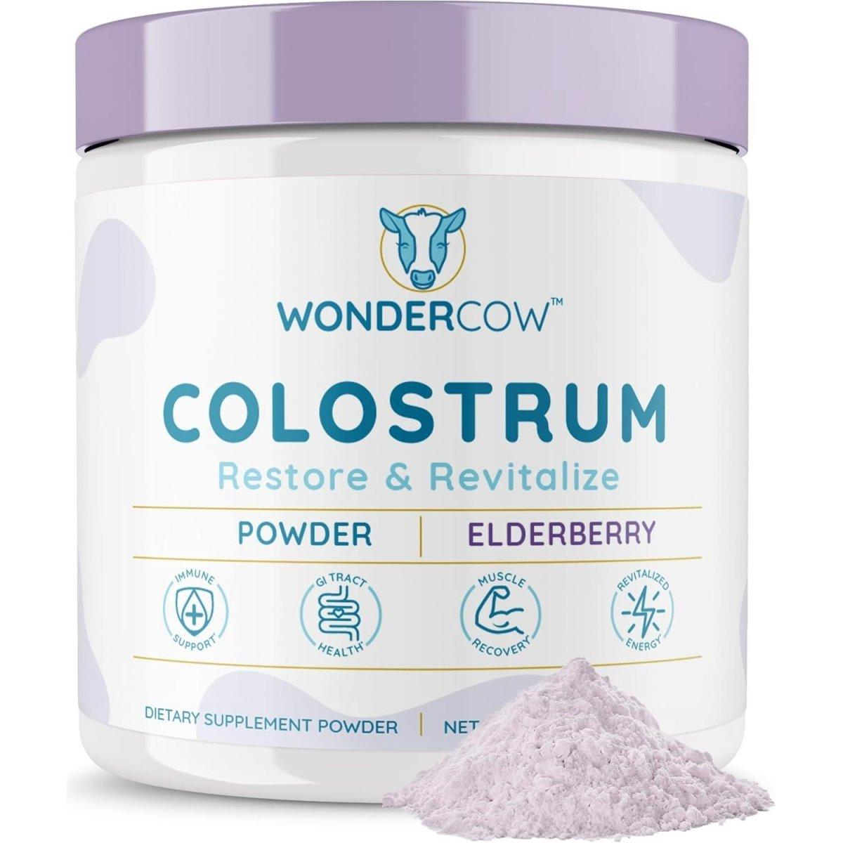 Wonder Cow Colostrum Supplement Powder for Gut Healt - Elderberry 60 Servings - Glam Global UK