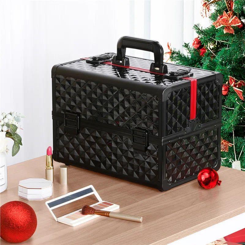 Yaheetech Professional Cosmetic Case (Lockable) - Red/Black, Silver/Black - Glam Global UKYaheetech